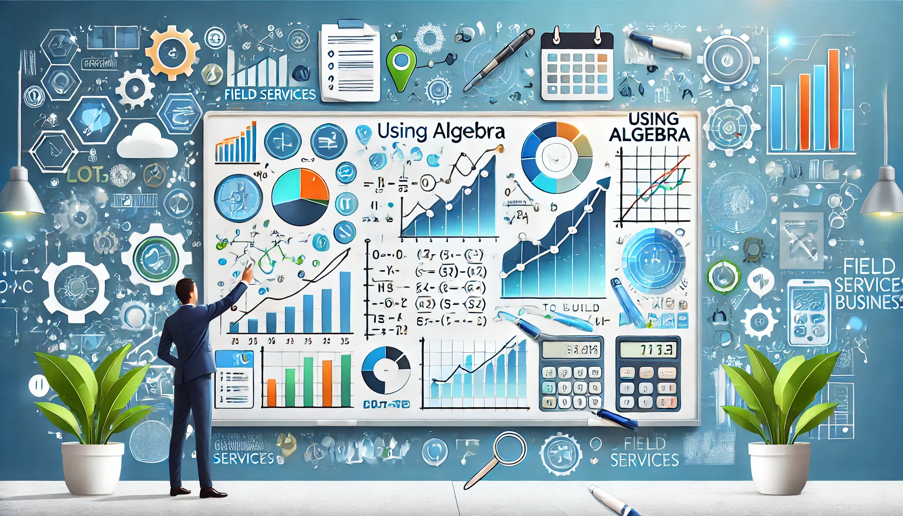 Presentor demonstrating charts